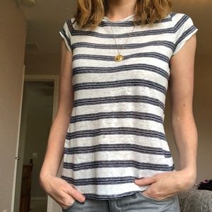 Ann Taylor blue and white linen tee